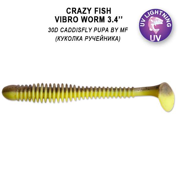 Crazy Fish Gumová Nástraha Vibro Worm 8,5cm 5 Ks Barva: 30D, Délka: 8,5cm