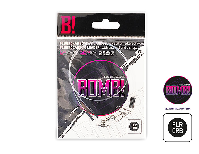 Delphin Fluorokarbónové Lanko BOMB! s Obratlíkem a Karabinou 2 ks Délka: 15cm, Nosnost: 5kg