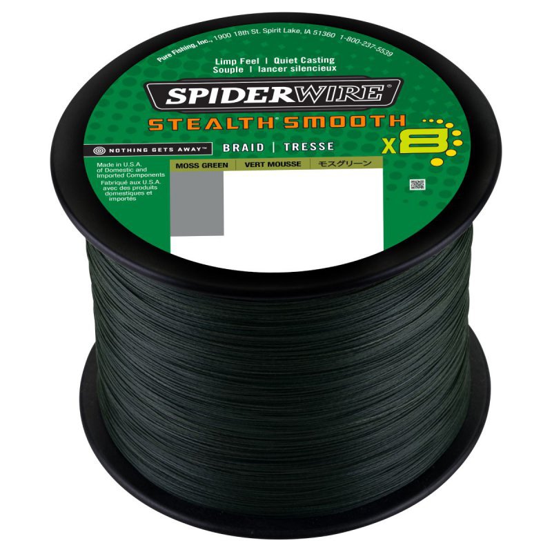 SpiderWire Pletená Šňůra Stealth Smooth8 Moss Green 1m Nosnost: 10,3kg, Průměr: 0,11mm