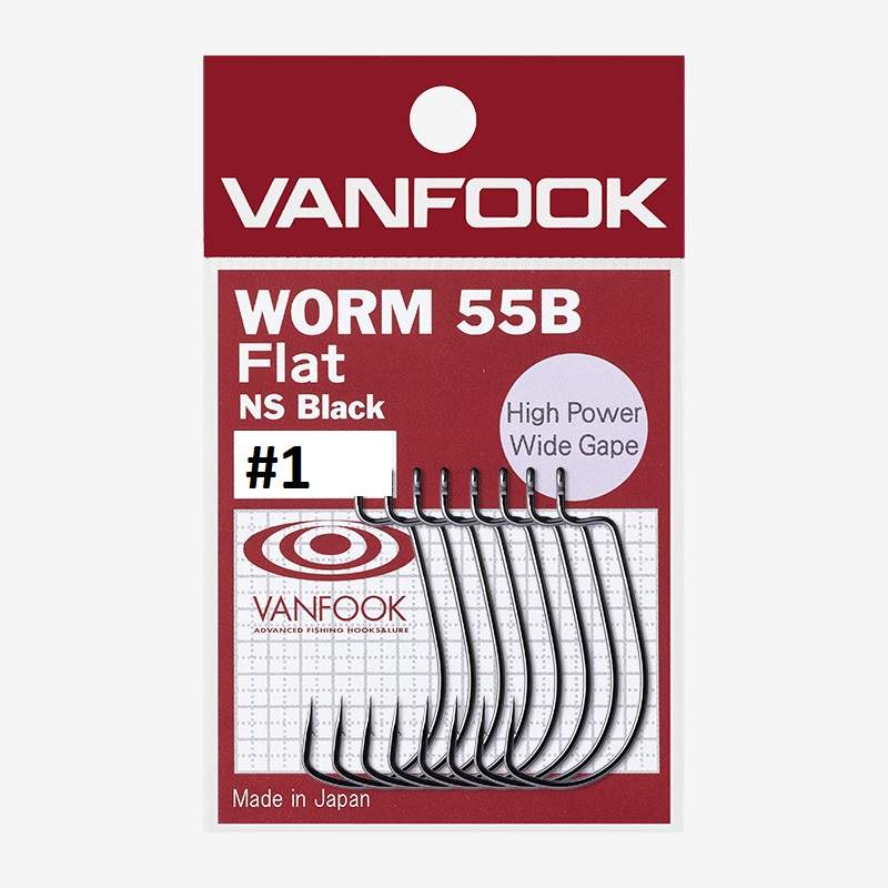 Vanfook Háčky Worm 55B Flat Počet kusů: 8ks, Velikost háčku: #1