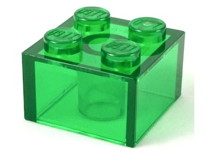LEGO kostička 2 x 2 transparent zelená 3003