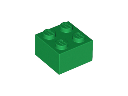 LEGO kostička 2 x 2 zelená 3003