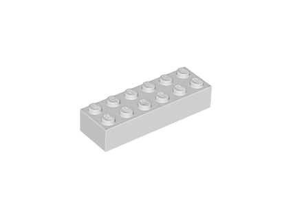 LEGO kostička 2 x 6 světle šedá 2456
