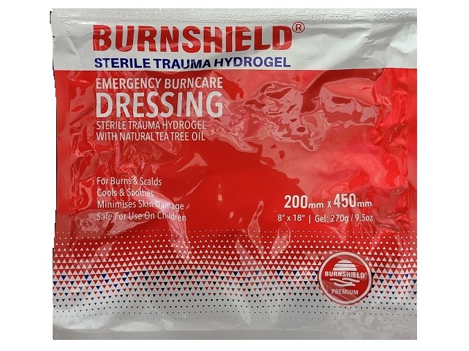 Hydrogelový popáleninový obvaz krytí BurnShield s Tea Tree olejem 20 x 45 cm.