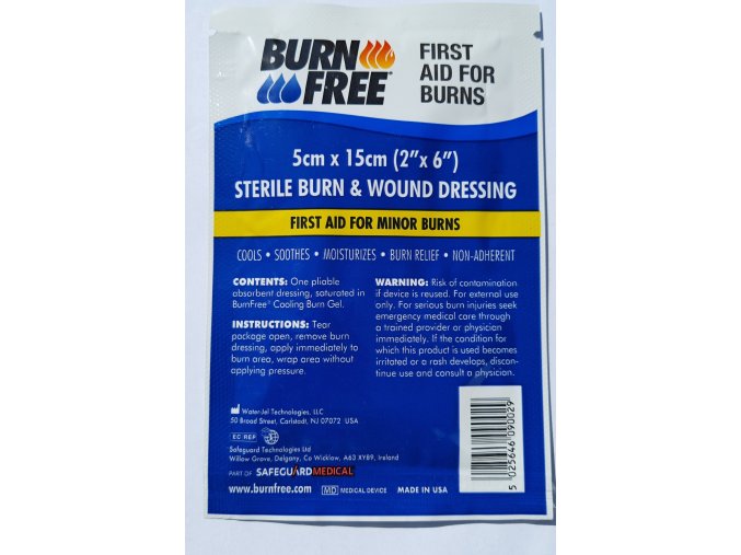 Hydrogelové krytí na popáleniny BurnFree 5 cm x 15 cm
