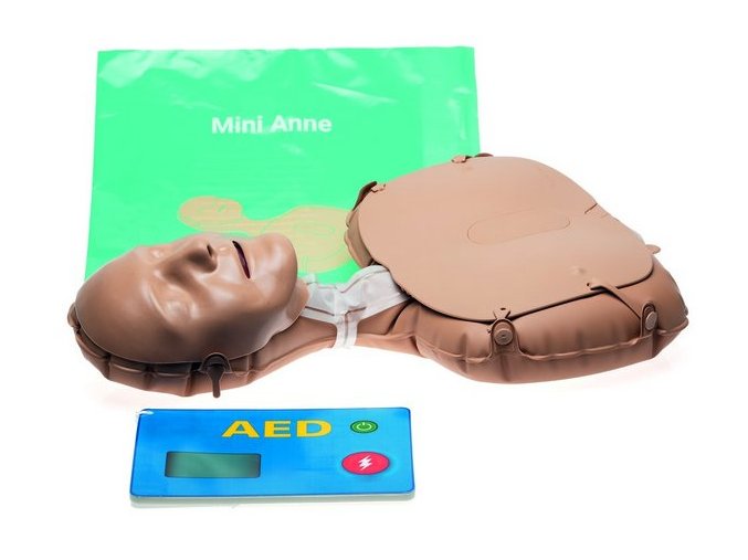 Resuscitační nafukovací model Laerdal Mini Anne dospělý, dítě s maketou defibrilátoru AED