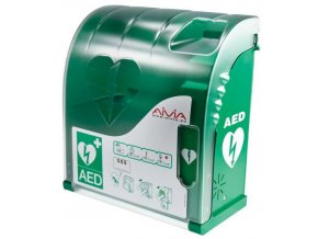 Nástěnný polykarbonátový box pro AED defibrilátor AIVIA 100 s alarmem