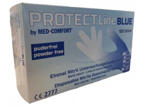 Nitrilové vyšetřovací bezpudrové rukavice PROTECT LINE Blue 100 ks z boku