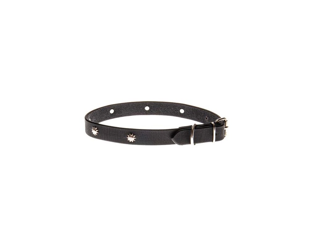 COBBYS PET Obojok z pravej olejovej kože zdobený motívom slnka 20mm/55cm