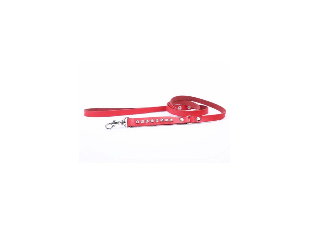 COBBYS PET vodítko kožené zirconia 12mm/130cm -červená