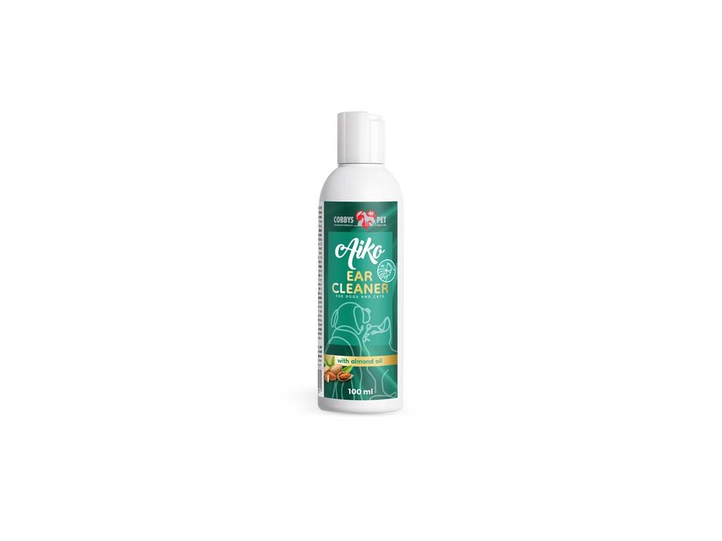 COBBYS PET AIKO EAR CLEANER WITH ALMOND OIL FOR DOGS AND CATS 100ml ušné kvapky s mandľovým olejom na čistenie uší psov a mačiek