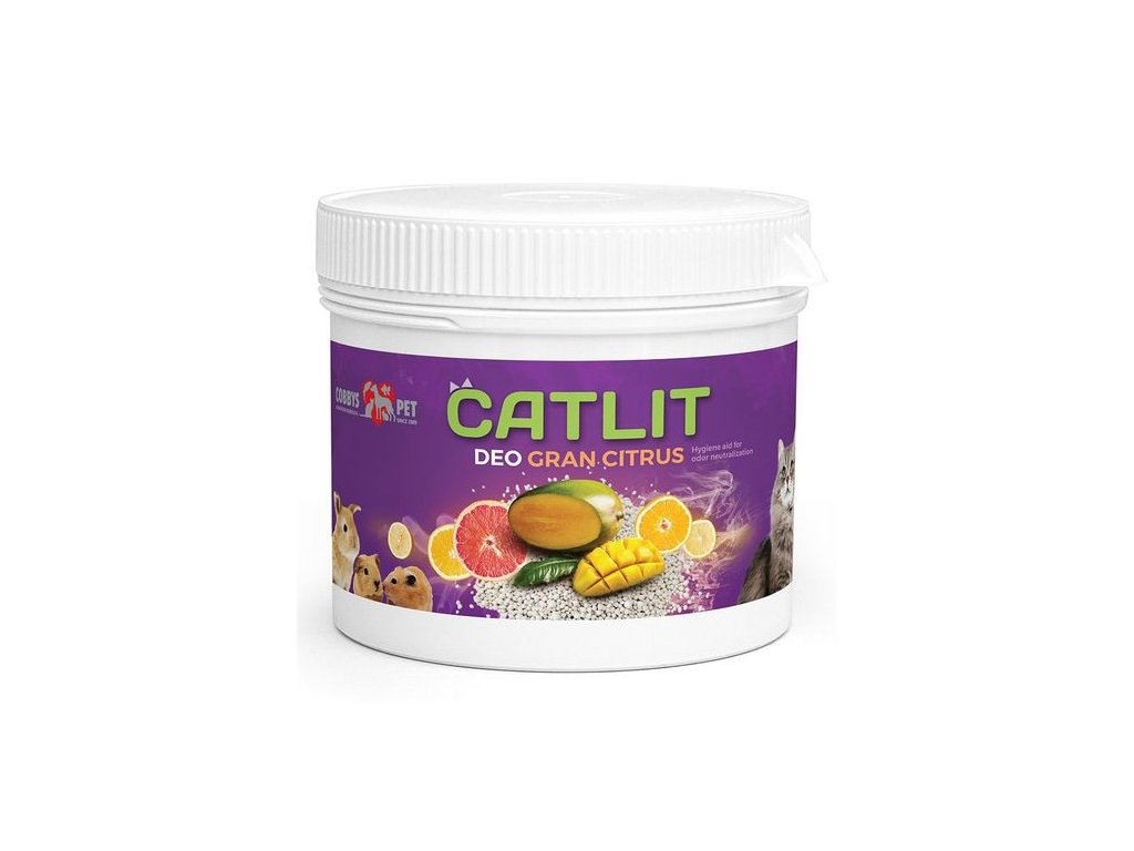 COBBYS PET CATLIT DEO GRAN CITRUS 500g deodorant do podstielky pre mačky a malé hlodavce s citrusovou vôňou