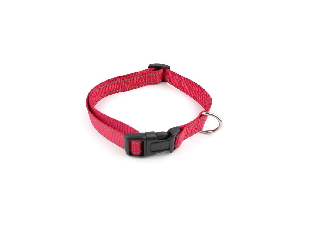COBBYS PET Nastaviteľný textilný obojok reflexný 30-45cm/15mm červený