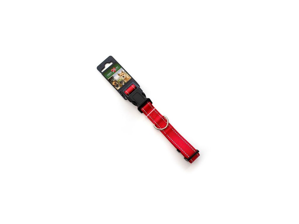 COBBYS PET Nastaviteľný textilný obojok reflexný 40-55cm/25mm červený