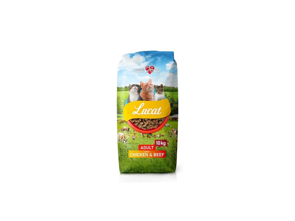COBBYS PET LUCAT Adult Chicken & Beef 10kg plnohodnotné krmivo pre mačky s hovädzím a kuracím mäsom