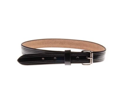 COBBYS PET Obojok z pravej kože čierny s jemnou hľbkovou zúbkovou dvojradovou tlačou po okrajoch 25mm/45cm