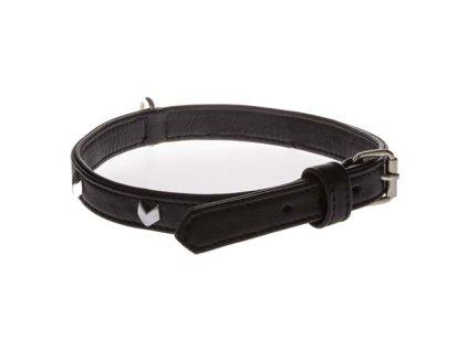 COBBYS PET Obojok z pravej kože čierny so striebornými dekoráciami podšitý originálnou kožou   20mm/45cm