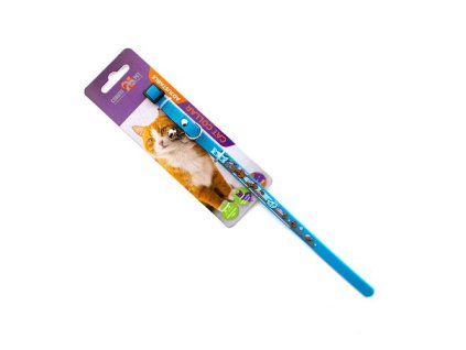 COBBYS PET Elastický obojok pre mačky s rolničkou 20-30cm/10mm modrý rybí dizajn