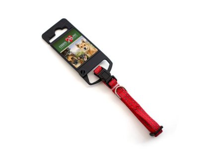 COBBYS PET Nastaviteľný textilný obojok reflexný 20-31cm/10mm červený