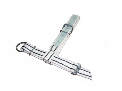 Ohlávka pro telata, vel. XS nastavitelná, kožená výztuž, s D-kroužkem, bílá - černý proužek