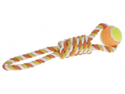 Hračka pro psy - bavlněné přetahovadlo, míček na laně, 37 cm