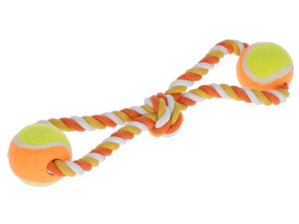Hračka pro psy - bavlněné přetahovadlo, míčky na laně, 34 cm