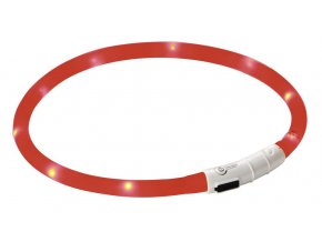 Obojek pro psy silikonový svítící, LED, nabíjecí, červený, 55 cm