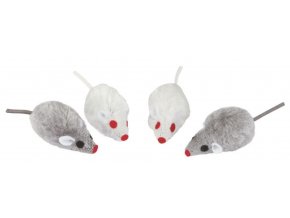 Hračka pro kočky - chlupatá myš s catnipem, 4 ks