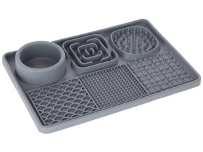 Lízací podložka pro psy XL s miskou, 30 x 20 cm, šedá