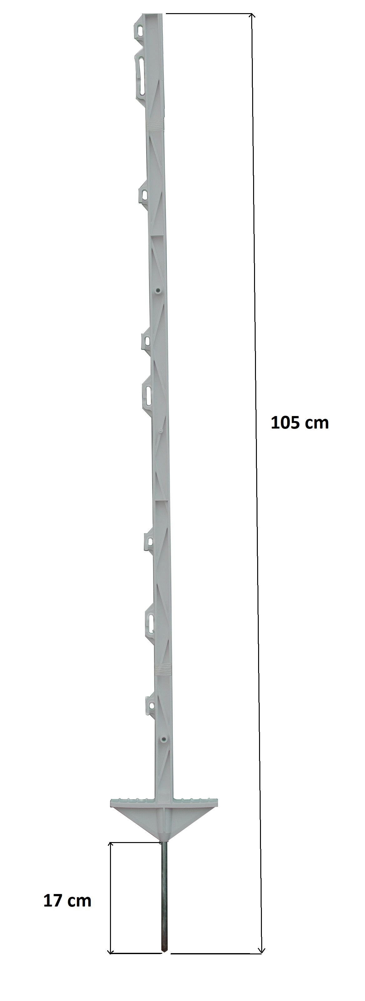 Tyčka - sloupek pro elektrický ohradník, plastová bílá, 105 cm