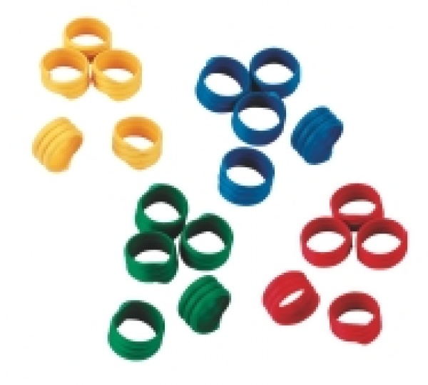 Kroužky na slepice, spirálové, 4 barvy, 12 mm, 100 ks