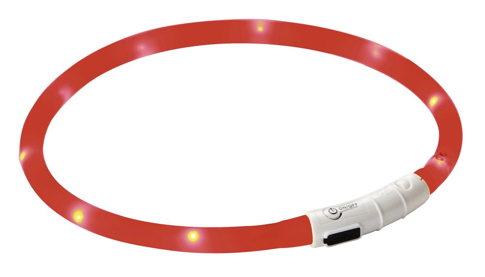 Obojek pro psy silikonový svítící, LED, nabíjecí, červený, 55 cm
