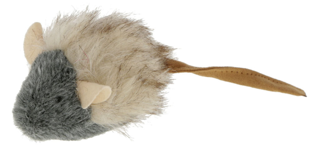 Kerbl hračka pro kočky plyšová - pískací myška, šedá, 15 x 5 cm