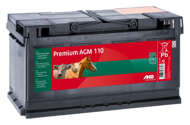 Baterie dobíjecí AGM premium 12V/110 Ah pro ohradníkový zdroj, pomalu se vybíjející