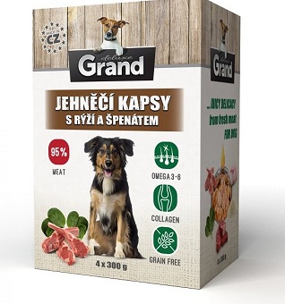 GRAND deluxe jehněčí, rýže a špenát - kapsička pro psy 4x300g