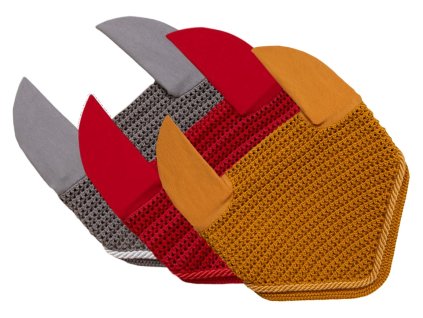 Cob ušanky, prúžkovaná červená, sivá a horčicová