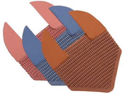 Full ušanky, staroružová, modrá a hnedá