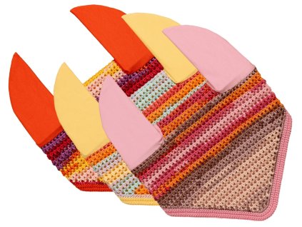 Cob melírované ušanky, oranžová, žltá a ružová