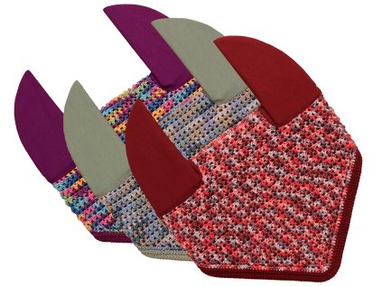 Cob melírované ušanky, šalviová, fialová a bordová