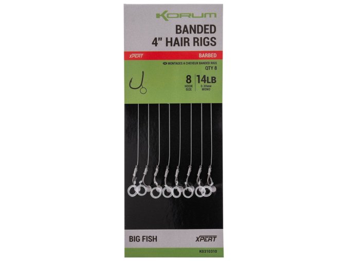 korum navazec banded hair rigs barbed 8 ks delka 4