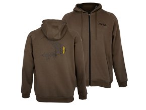 avid carp mikina compound zip hoodie brown