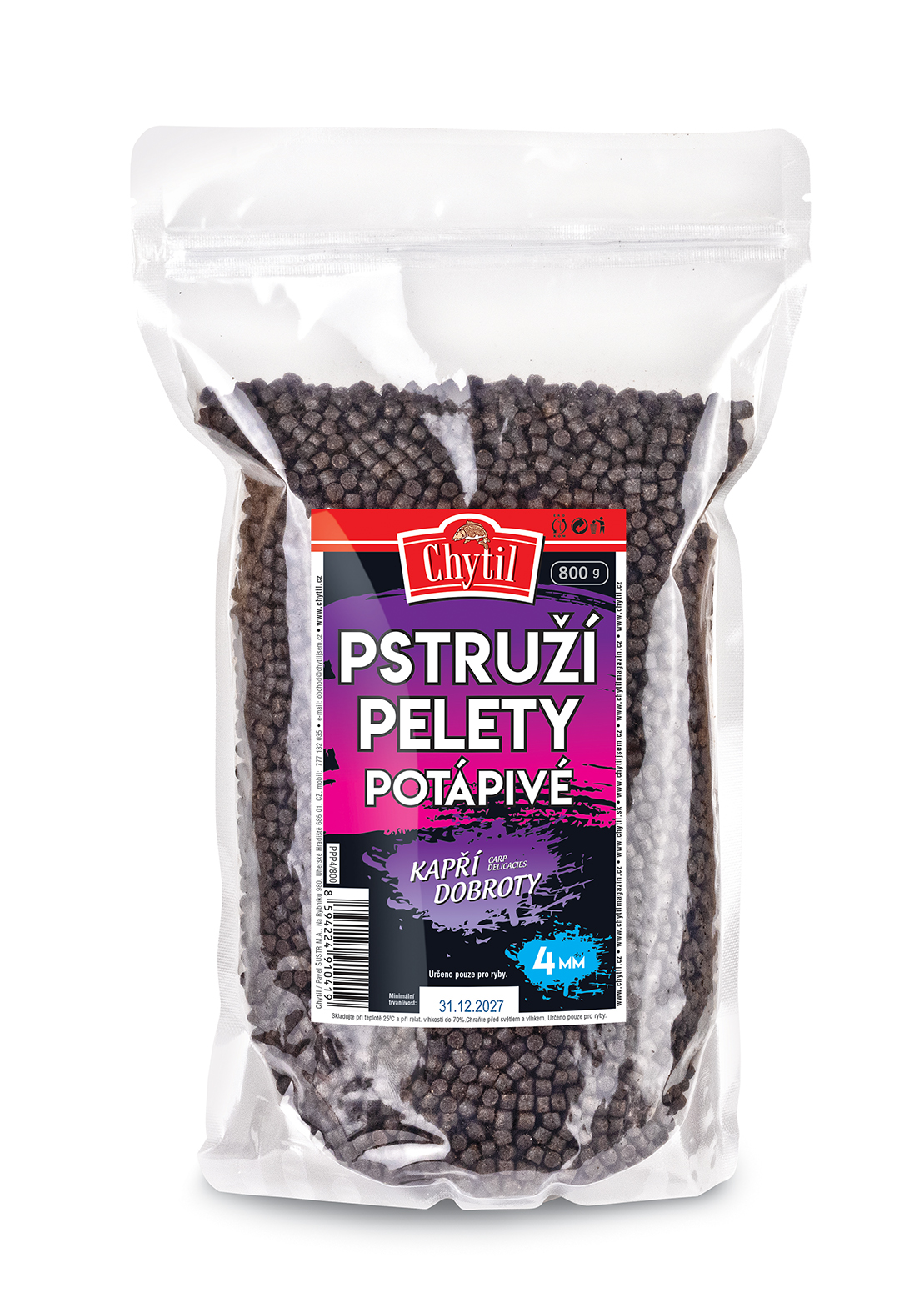 Pstruží pelety 800g, potápivé, 6mm