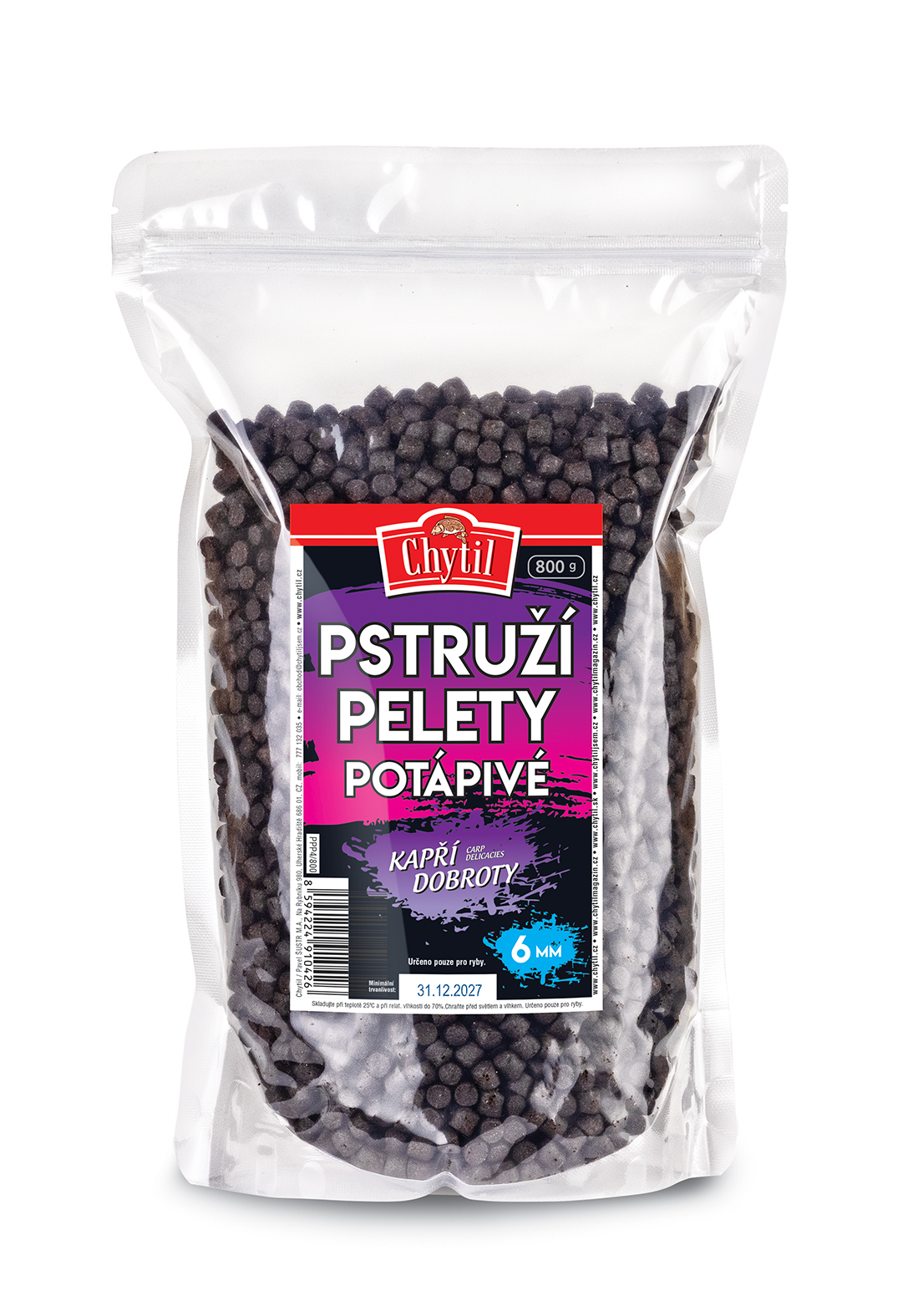 Pstruží pelety 800g, potápivé, 6mm