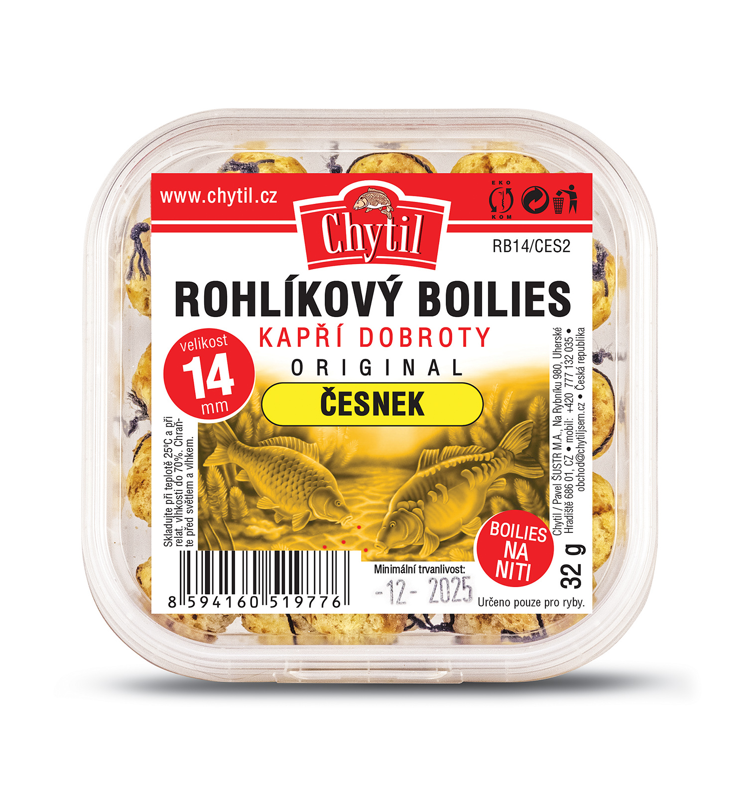 Rohlíkový boilies 14 mm, 32 g – JAHODA