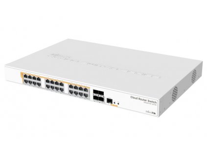MikroTik Cloud Router Switch CRS328-24P-4S+RM, 800MHz CPU, 512MB, 24x GLAN, 4x SFP+, RouterOS/SwOS, L5, PSU, 1U Rackmoun 4752224002228