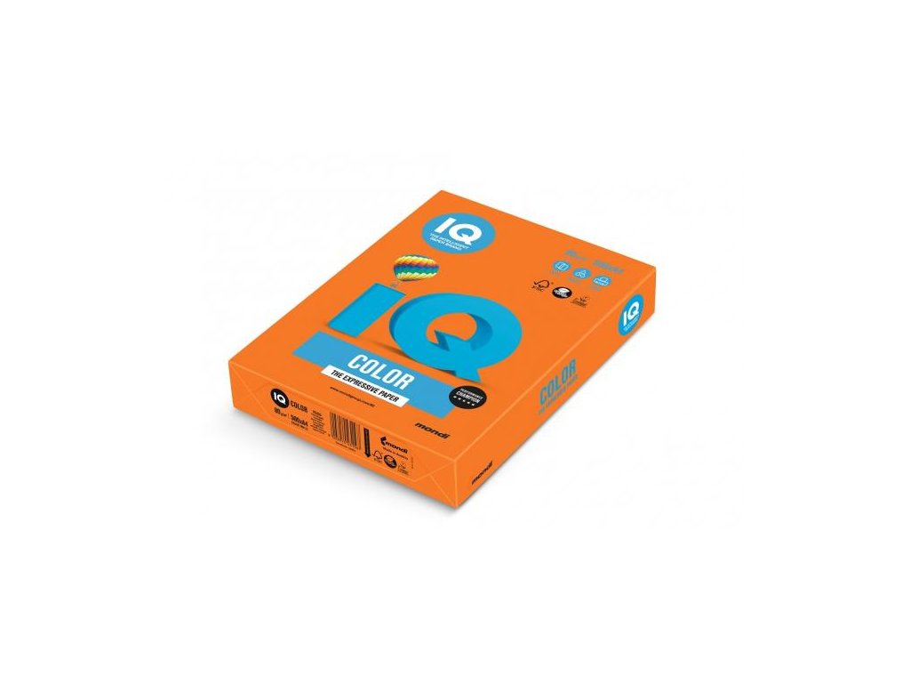 Farebný papier IQ color oranžový OR43, A4, 160g