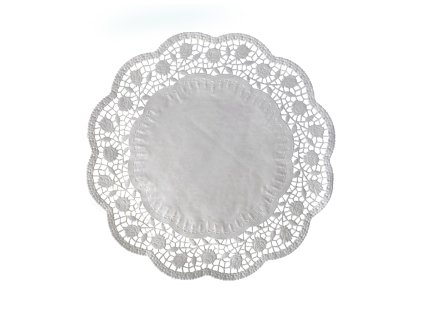 Dekoračná krajka (PAP) okrúhla biela Ø36cm [6 ks]