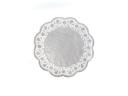 Dekoračná krajka (PAP) okrúhla biela Ø24cm [100 ks]