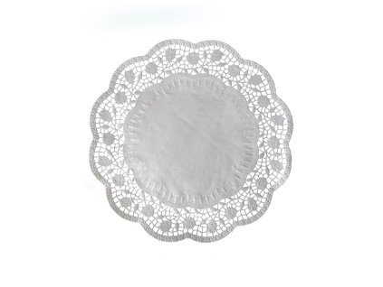 Dekoračná krajka (PAP) okrúhla biela Ø28cm [100 ks]