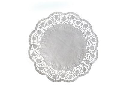 Dekoračná krajka (PAP) okrúhla biela Ø32cm [100 ks]